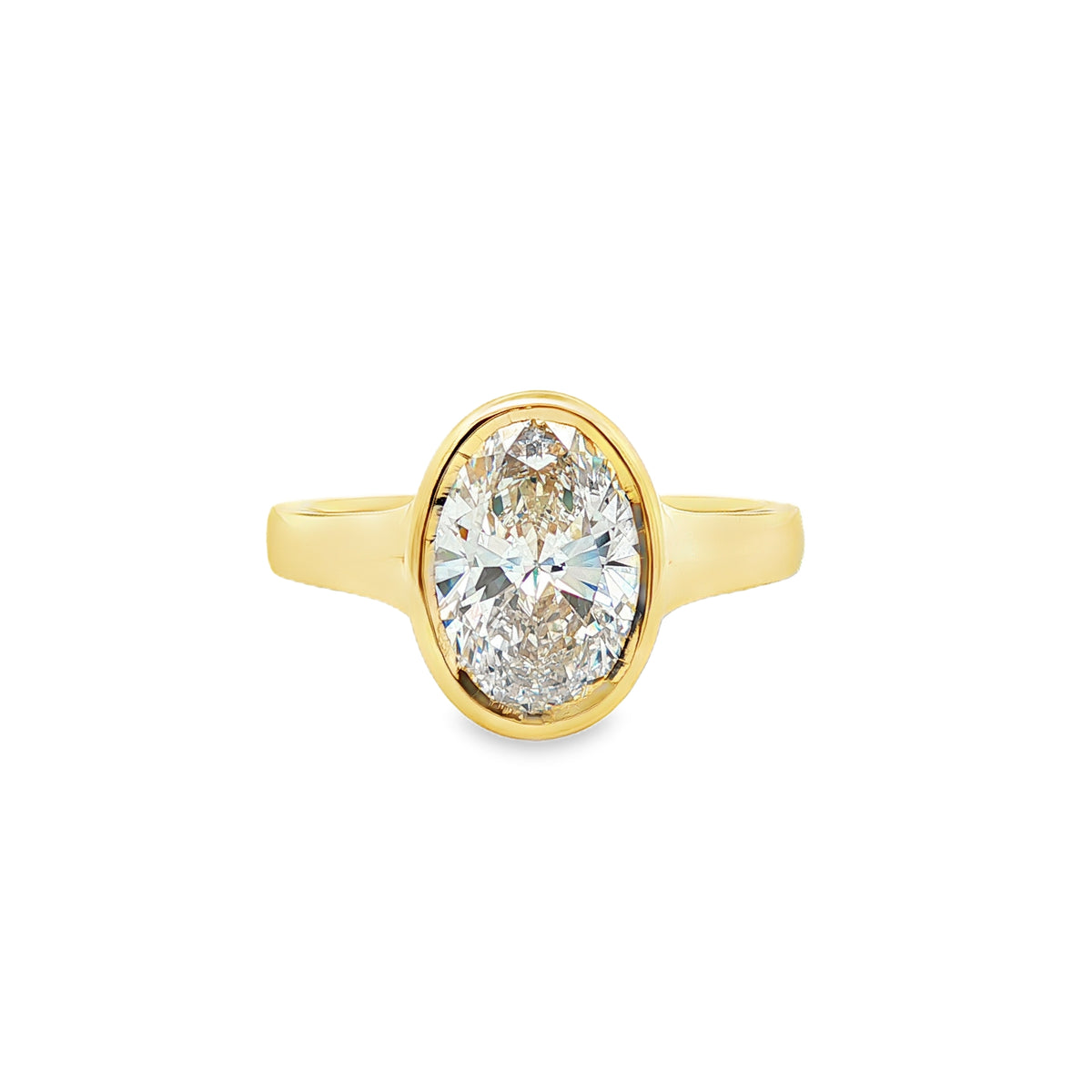 9ct Yellow Gold Bezel Set Oval Lab Grown Diamond Ring – TDW 2.09ct ...