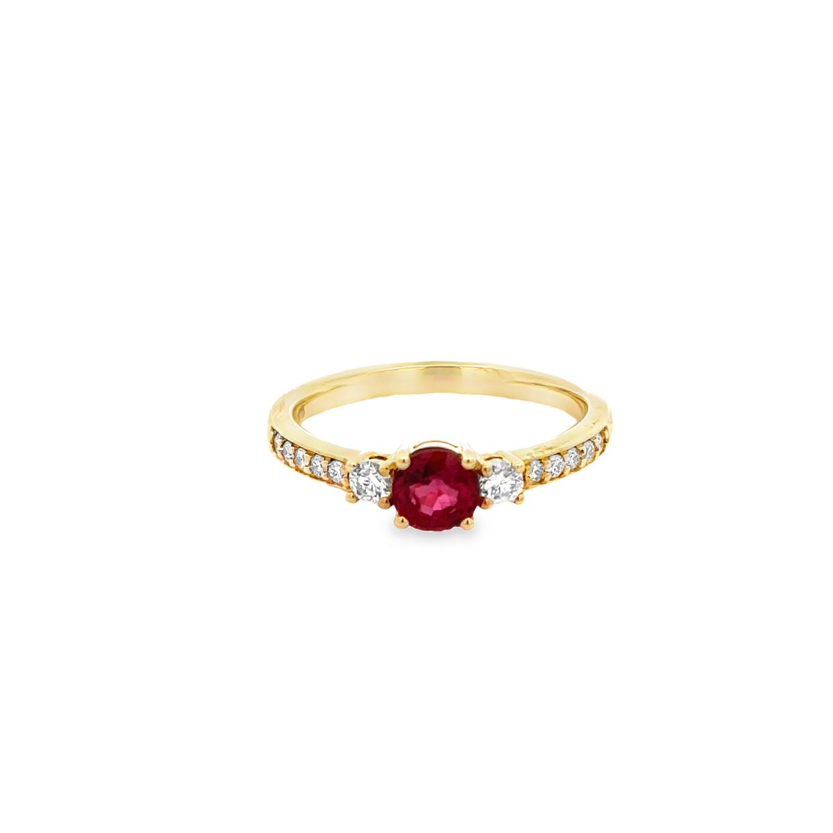 9ct Yellow Gold Round Ruby and Lab Grown Diamond Ring – 0.25ct TDW ...