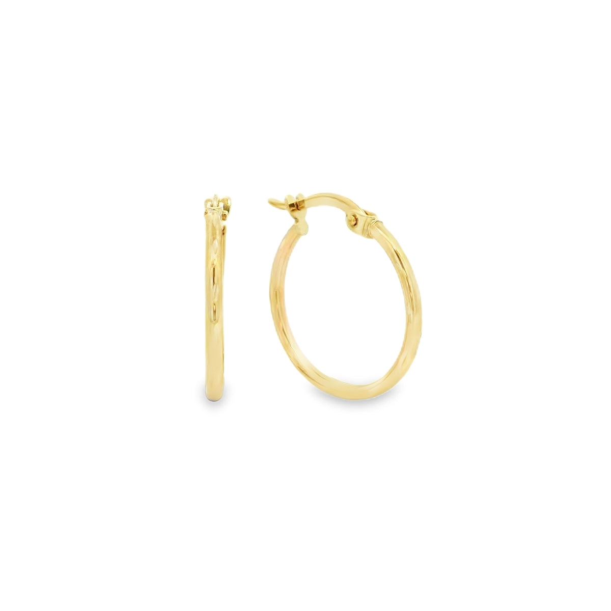 9ct Yellow Gold Textured Hollow Hoops 15mm