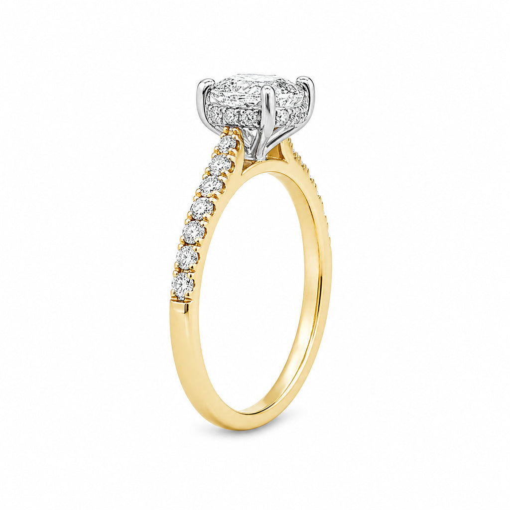 9ct Yellow & White Gold Cushion Cut Lab Grown Diamond Ring – TDW 1.33c ...